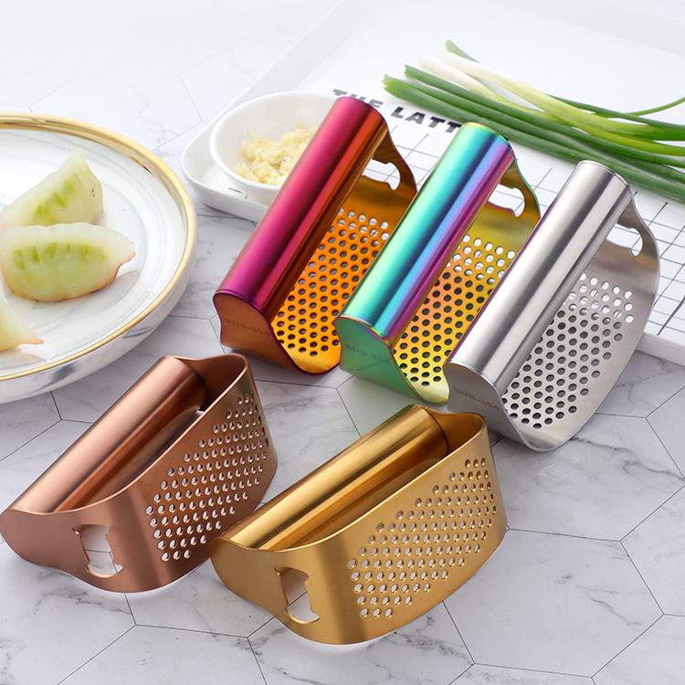 Edelstahl Curved Garlic Rocker Press & Bottle Opener