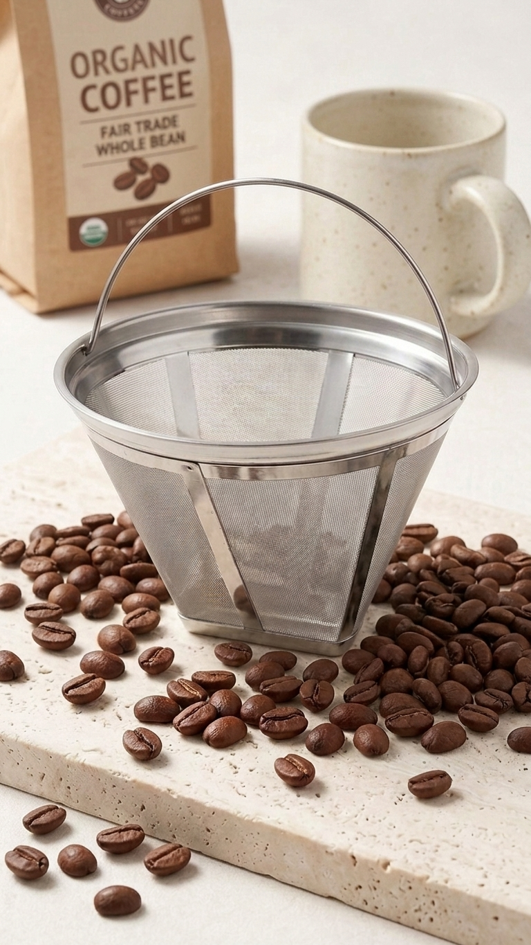 Wiederverwendbarer Edelstahl Nr. 4 Cone Coffee Filter Basket