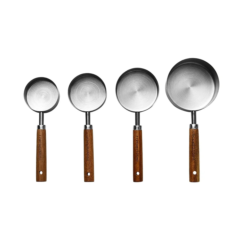 Luxus Chef Wood & Edelstahl Messbecher & Löffel