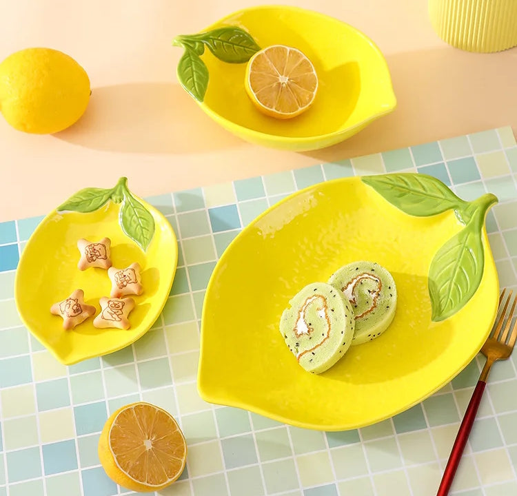 Helle Zitrone geformte Keramik dekorative Serveware