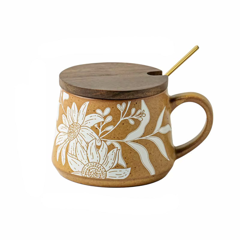 Verzaubernde Botanicals Keramikbecher, Lid & Spoon Set