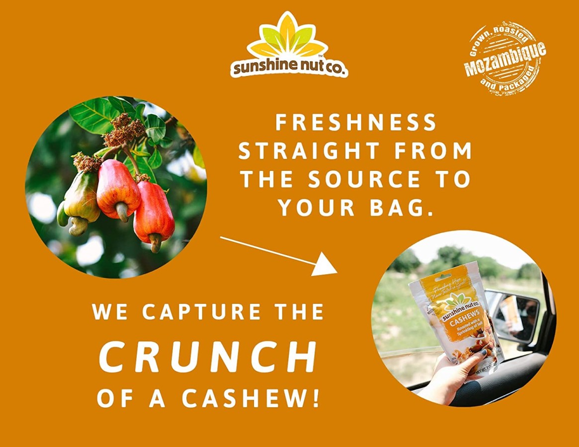 Sunshine Nut Co Whole geröstete Cashewnüsse, die Salz 198 g streuen