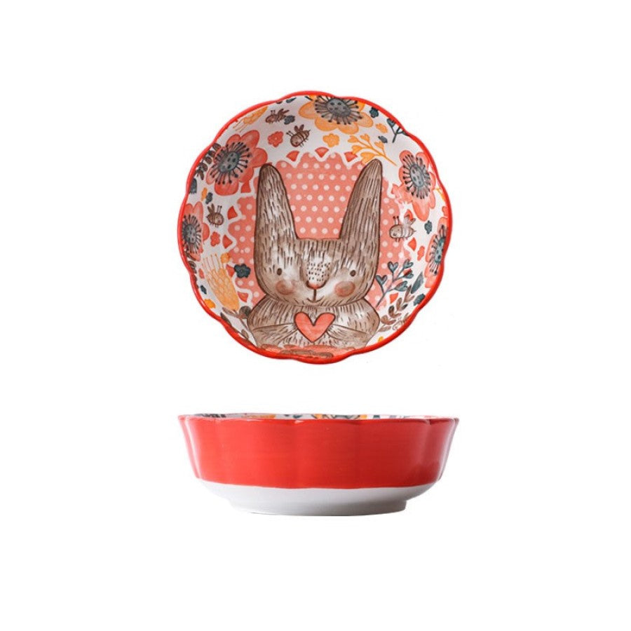 Entzückende Nordic Forest Freunde Keramik Scalloped Bowls