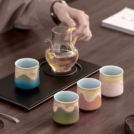 Orientalische traditionelle erdige Keramik Tee Tassen Geschenk-Set
