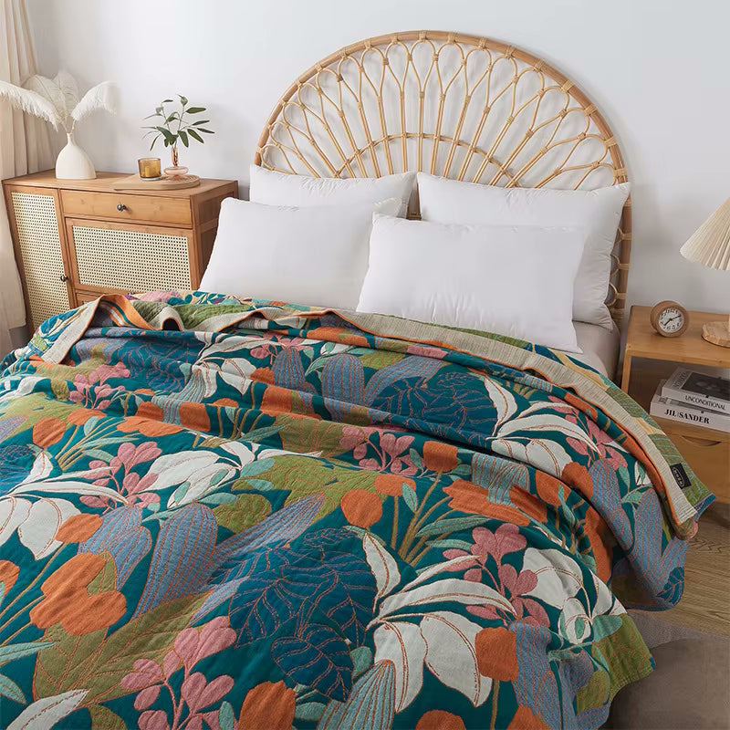 Tropische Dämmerung Reversible Baumwoll Steppdecke Coverlet Leichte Bettwäsche