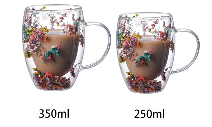 Brilliant Meadow Getrocknete Blumen Doppelwand Glasbecher
