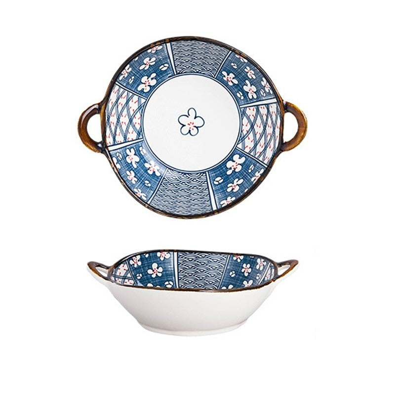 Farmhouse Oriental Style unregelmäßig geformte Keramikschalen mit Griffen