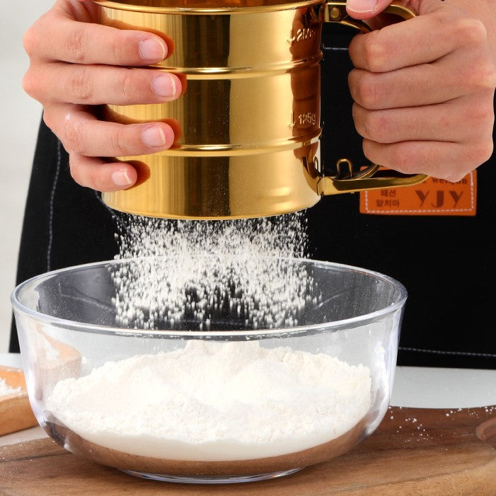 Edelstahl 3 Cup Flour Squeeze Sifter