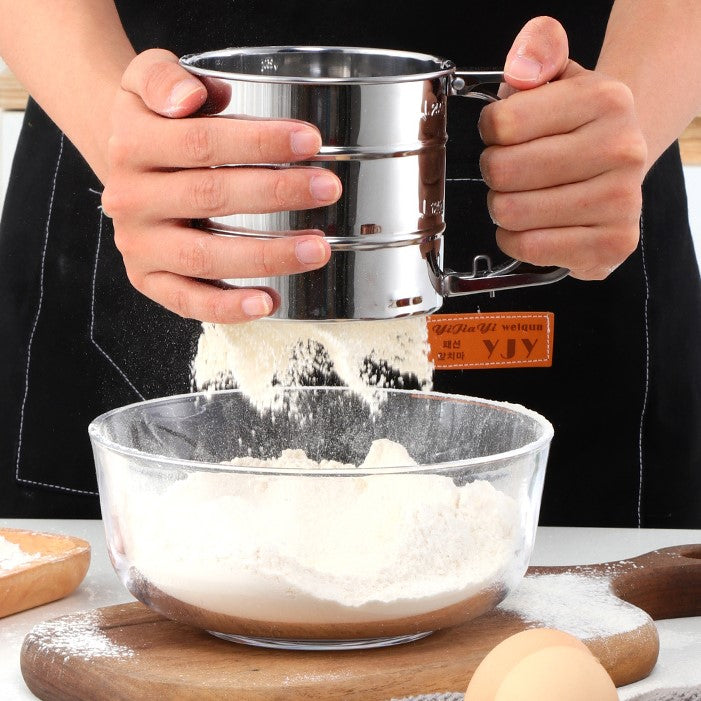 Edelstahl 3 Cup Flour Squeeze Sifter