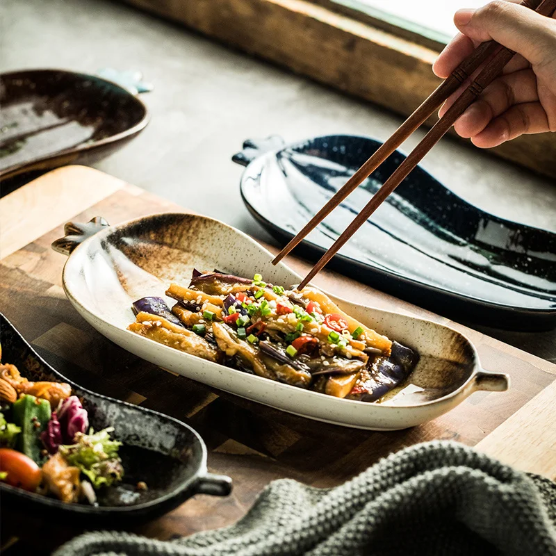 Auberginenförmige Keramik Dekorative Serveware