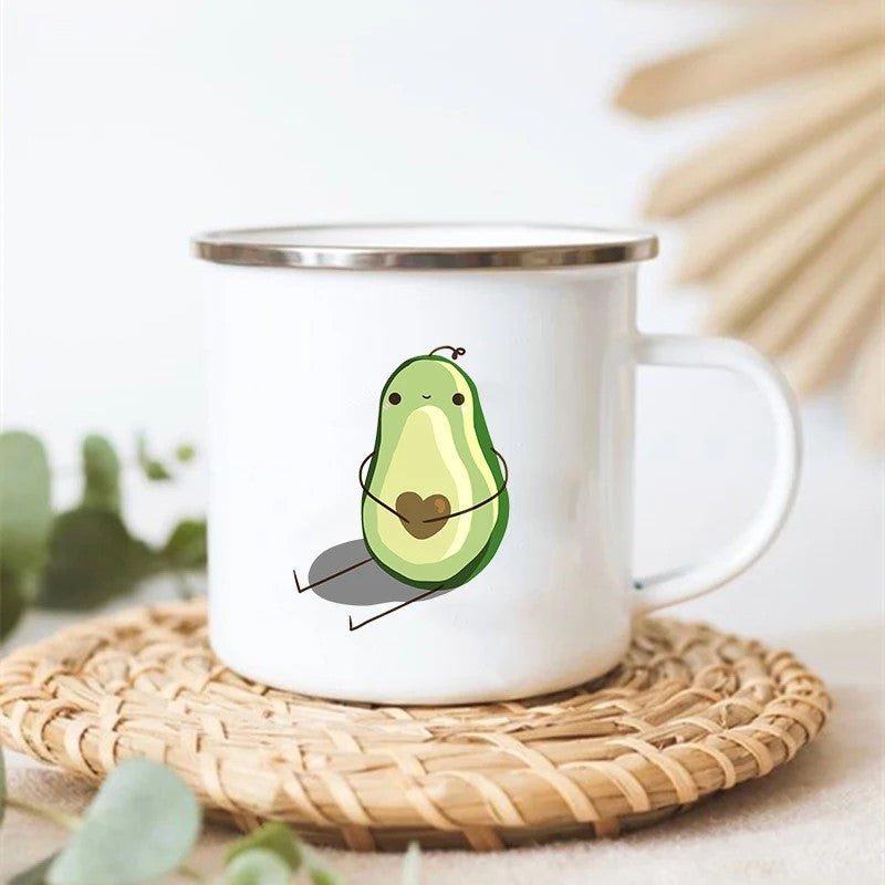 Adorable Avocado Edelstahl Emaill Camp Becher