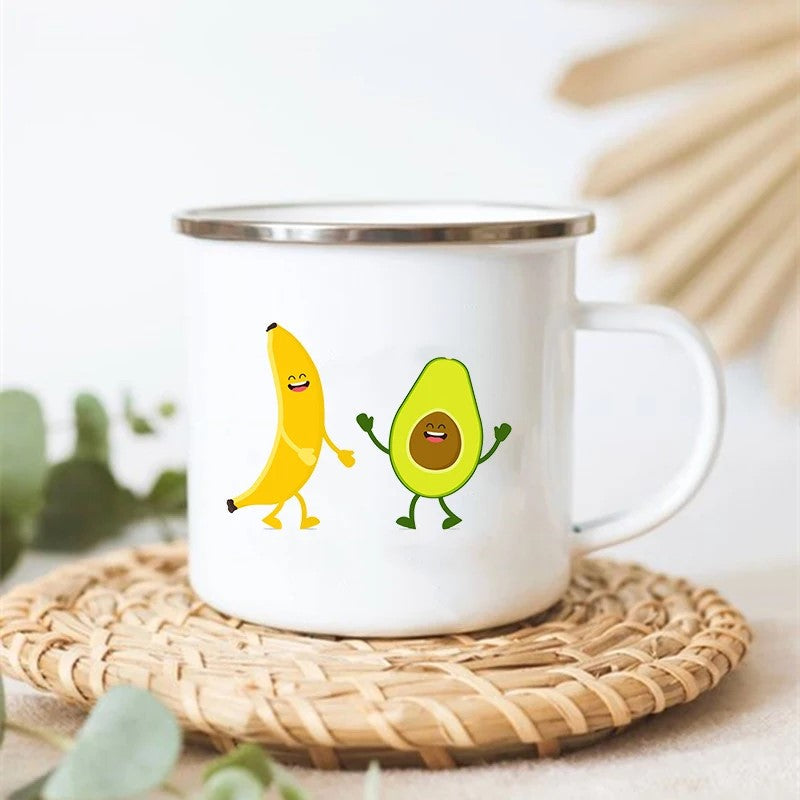Adorable Avocado Edelstahl Emaill Camp Becher