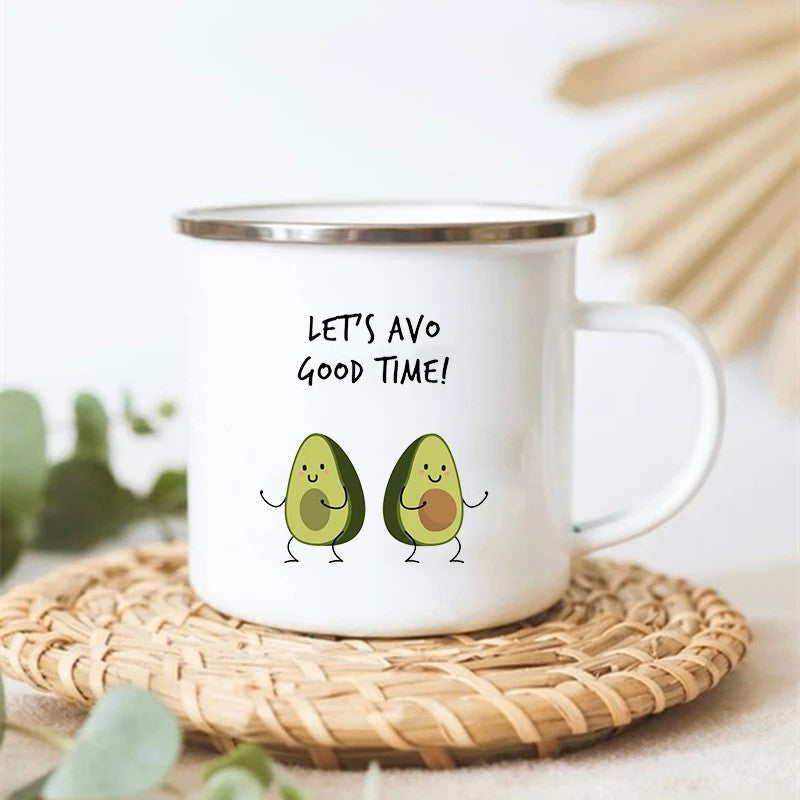 Adorable Avocado Edelstahl Emaill Camp Becher