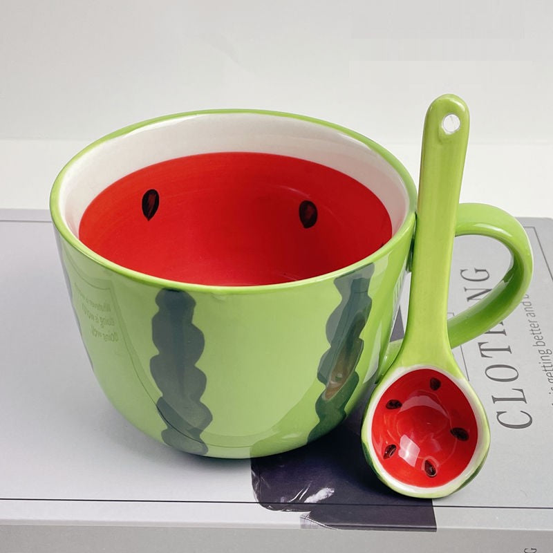 Sommer Fruit Style Keramikbecher, Löffel & Platte Set