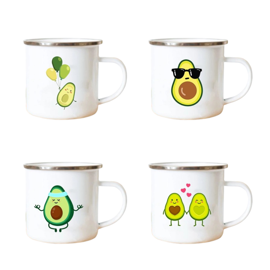Adorable Avocado Edelstahl Emaill Camp Becher