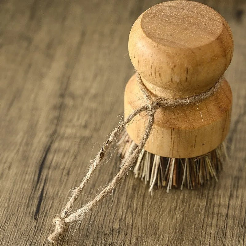 Natural Fiber Round Scrub Brush mit Holzgriff