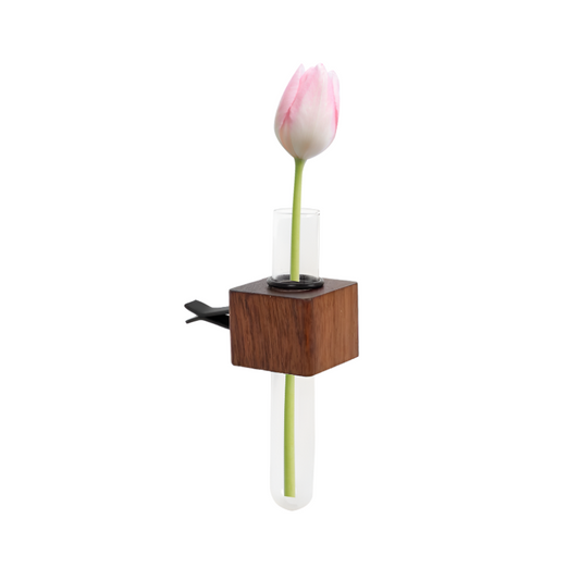 Holz & Glas Tube Car Bud Vasen mit Vent Clip