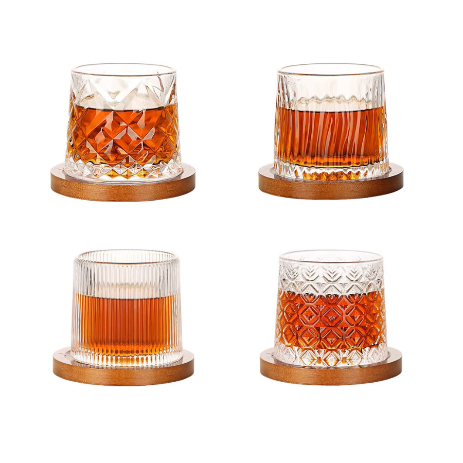 Yacht Club Style Rotating Whiskey Glas & Coaster