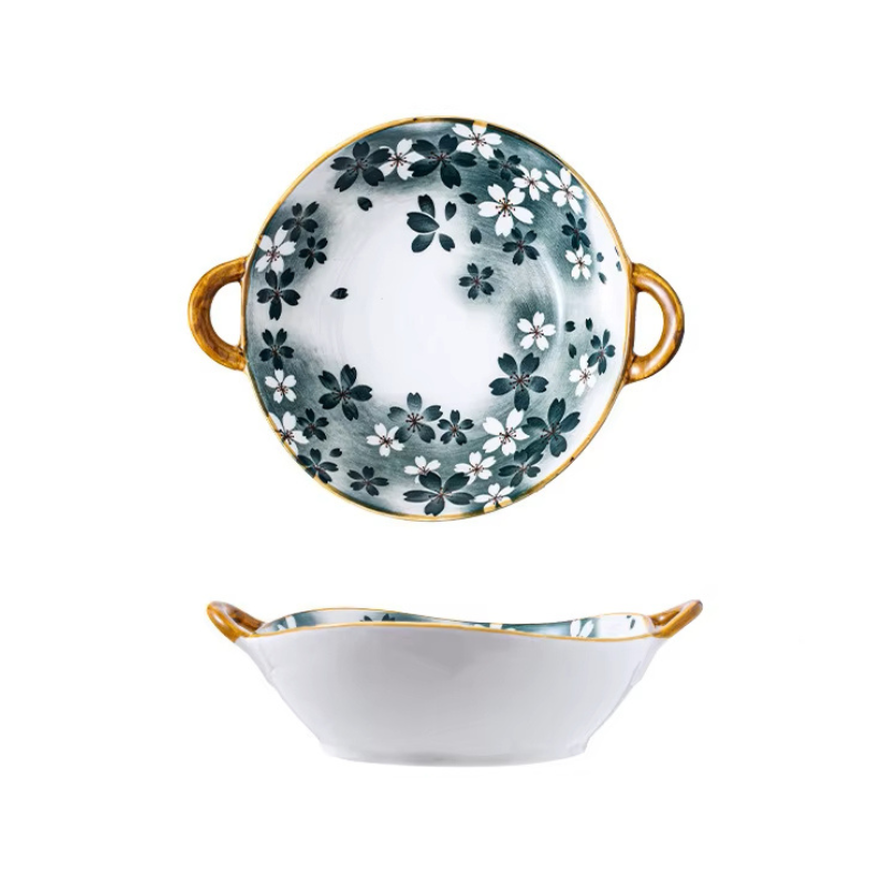 Farmhouse Oriental Style unregelmäßig geformte Keramikschalen mit Griffen