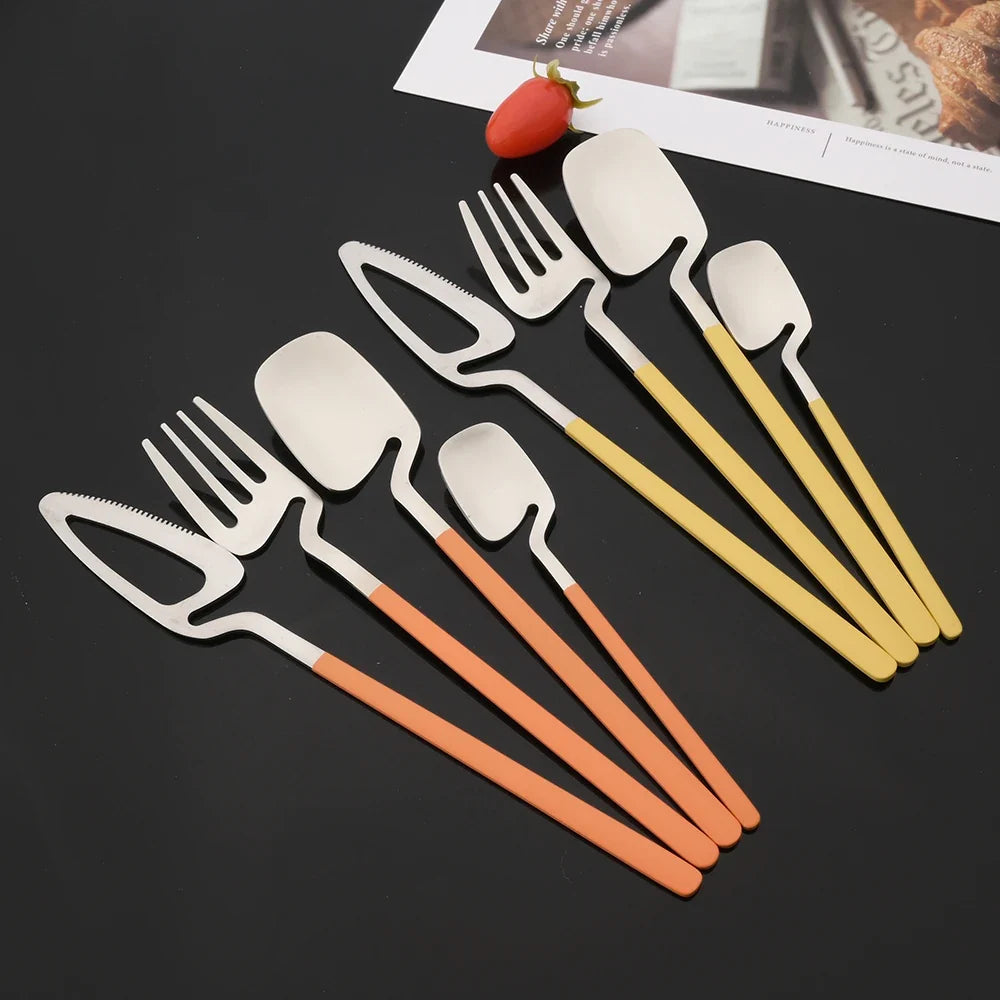 Surreale Edelstahl-Flatware 16-teiliges Set mit bunten Griffen