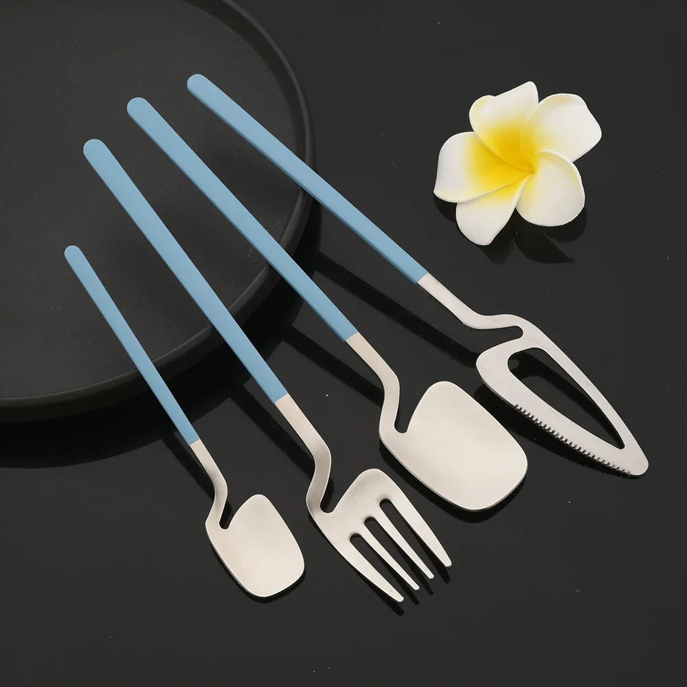 Surreale Edelstahl-Flatware 16-teiliges Set mit bunten Griffen