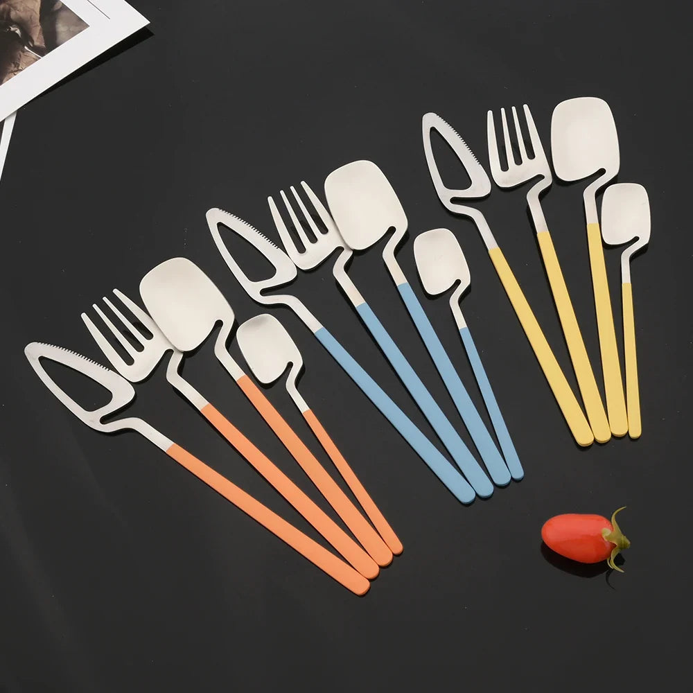 Surreale Edelstahl-Flatware 16-teiliges Set mit bunten Griffen