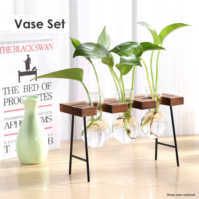 Glas & Holz Hänge Regal Tabletop Vasen