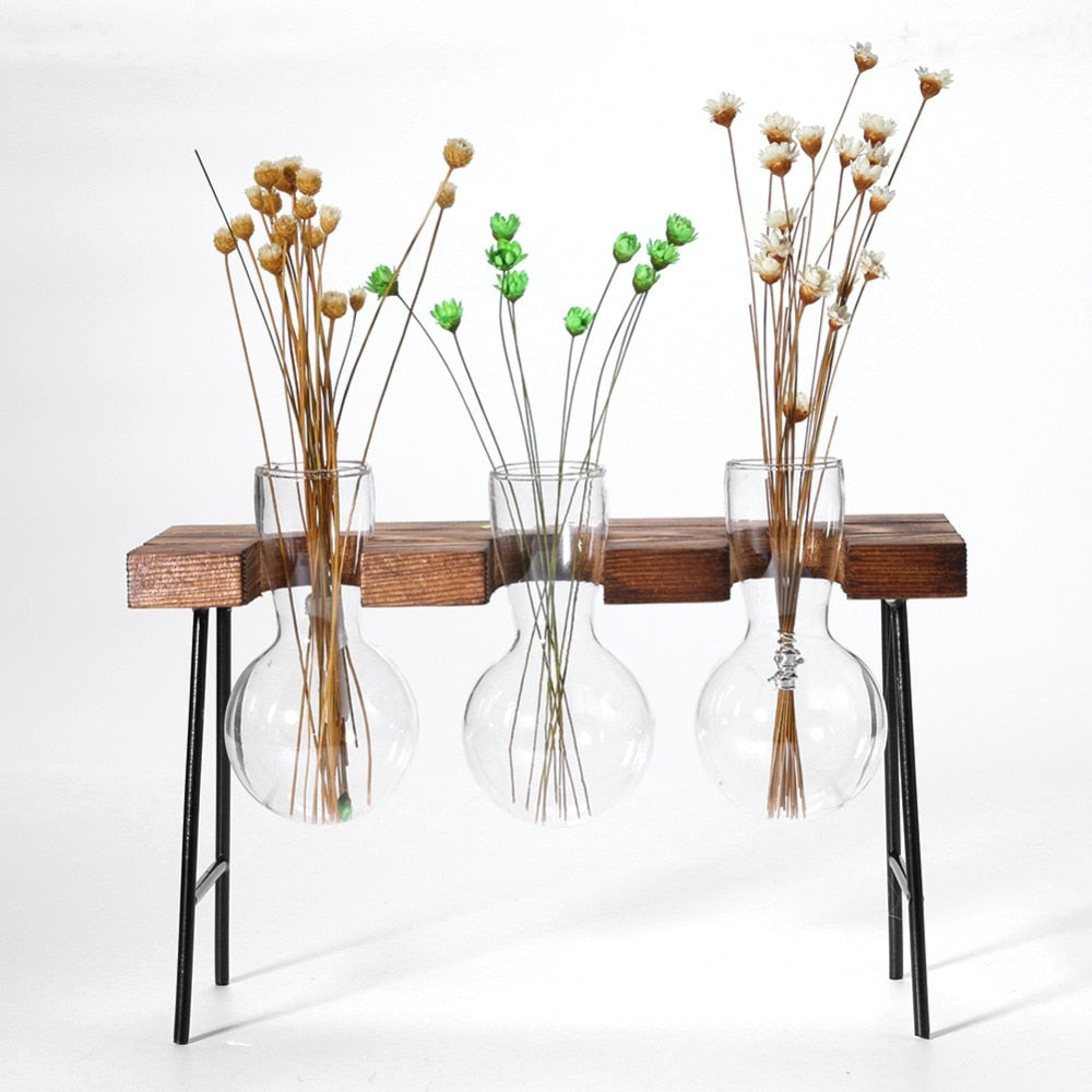 Glas & Holz Hänge Regal Tabletop Vasen