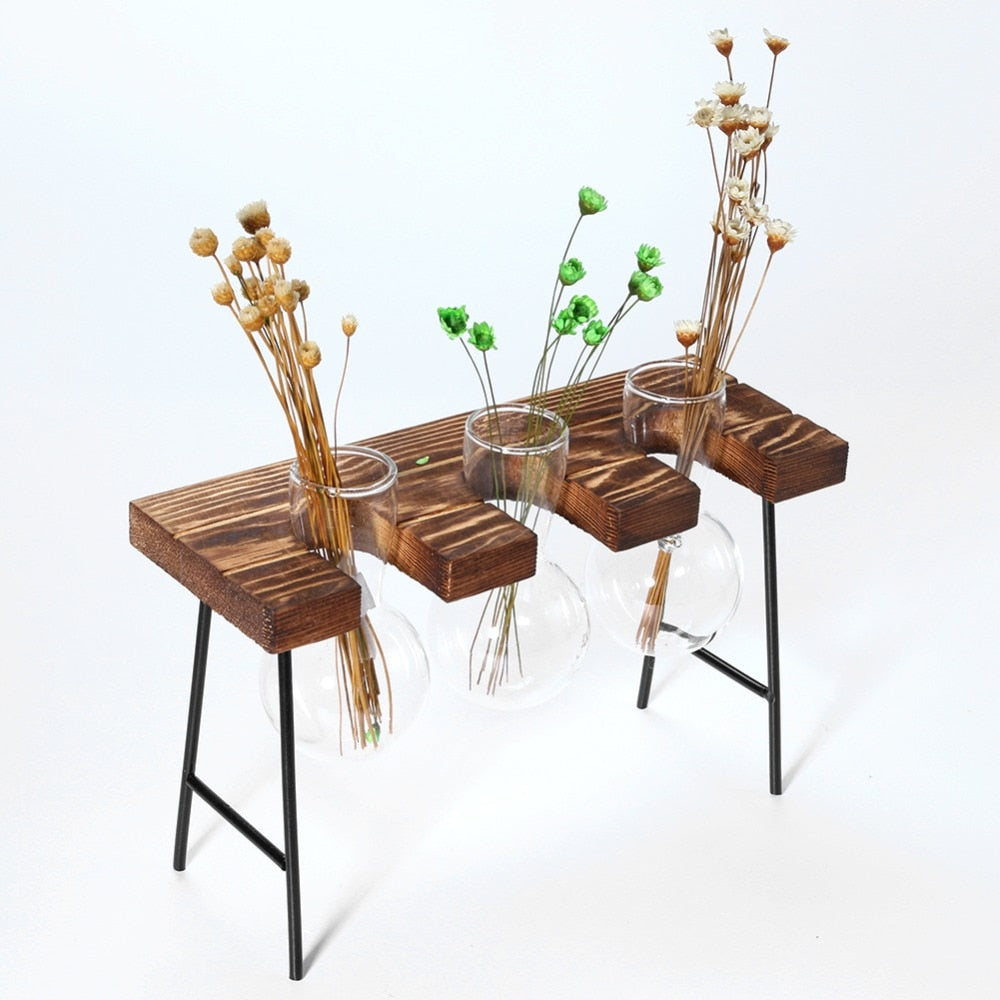 Glas & Holz Hänge Regal Tabletop Vasen